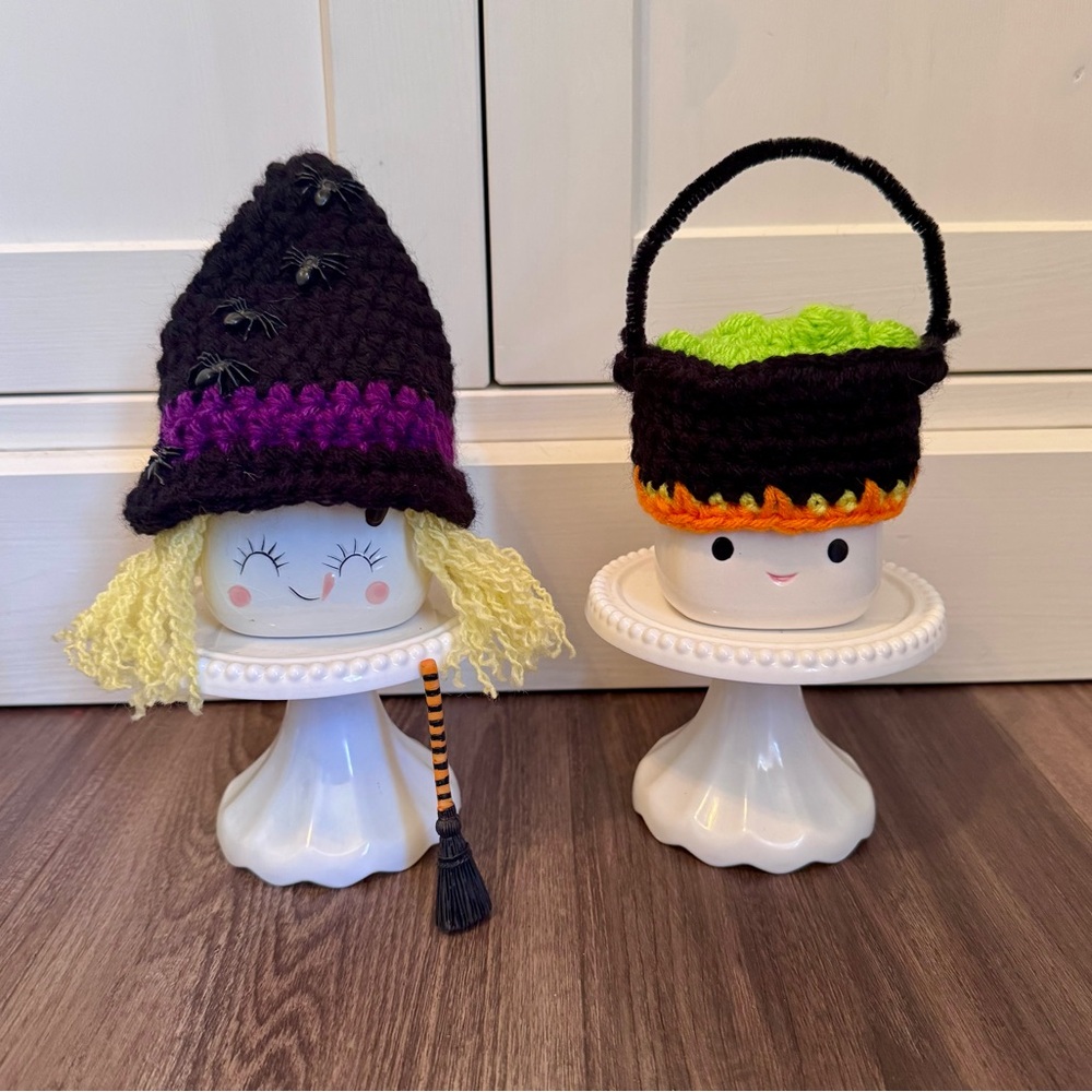 Handmade Witch Hat and Cauldron Decor Set for Marshmallow Mugs (Hats Broom Only)